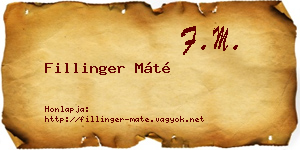 Fillinger Máté névjegykártya