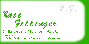 mate fillinger business card